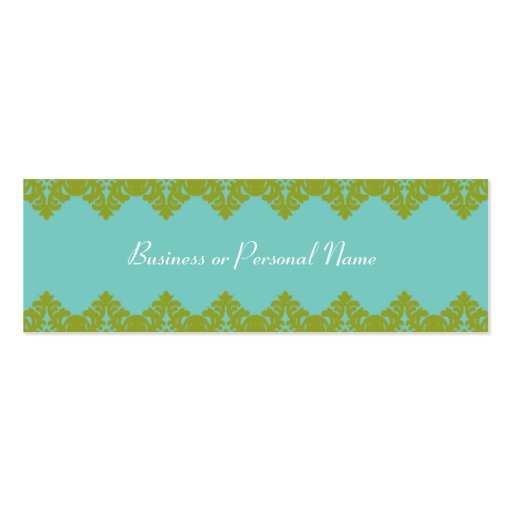Blue & Green Lace Skinny Card Business Card (front side)