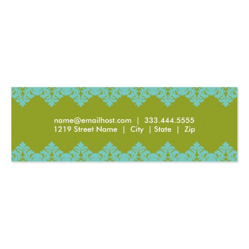 Blue & Green Lace Skinny Card Business Card (back side)