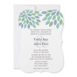 Blue Green Modern Tree Wedding Invitation invitations