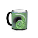 Blue-Green Nautilus Spiral Mug