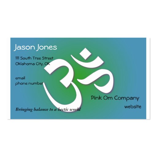 Blue & Green OM symbol business card (front side)