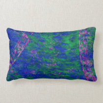 Blue, Green, Pink Batik Abstract Lumbar Pillow