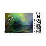 Blue Green Pond Postage Stamp