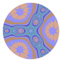Blue Green Purple Fractal Round Stickers