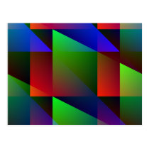 Blue, Green, Red Digital Abstract Post Cards