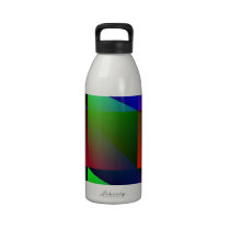 Blue, Green, Red Digital Abstract Reusable Water Bottle