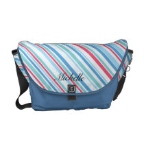 Blue Green Salmon Pink Stripe Messenger Bag messenger bags