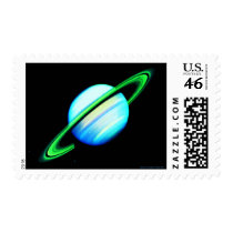 Blue & Green Saturn Postage Stamps
