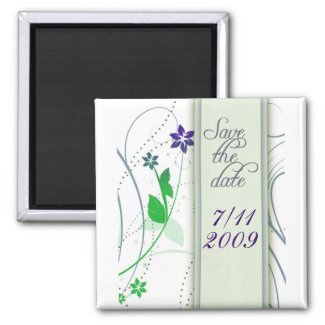 Blue Green Save the date design magnet