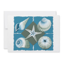 Blue & Green Sea Shells Custom Announcements