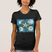 Blue & Green Sea Shells T-shirts