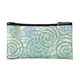 Blue Green Seaside Swirls Beach House Design Makeup Bag