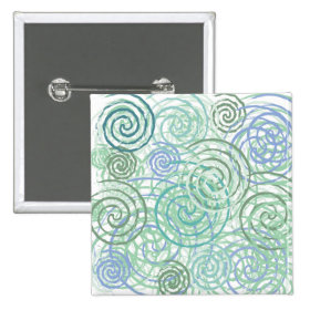 Blue Green Seaside Swirls Beach House Design Pinback Button