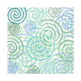 Blue Green Seaside Swirls Beach House Design Canvas Prints