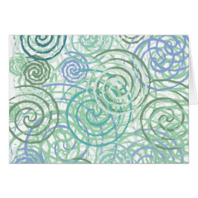 Blue Green Seaside Swirls Beach House Design Cards