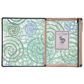 Blue Green Seaside Swirls Beach House Design iPad Folio Case