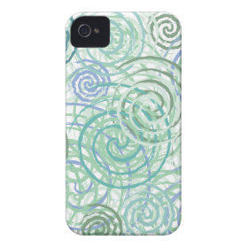 Blue Green Seaside Swirls Beach House Design Case-Mate iPhone 4 Case