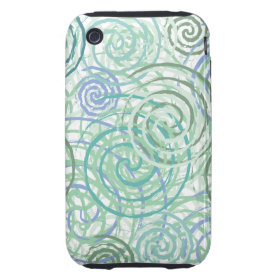 Blue Green Seaside Swirls Beach House Design iPhone 3 Tough Cases