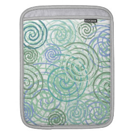 Blue Green Seaside Swirls Beach House Design iPad Sleeve