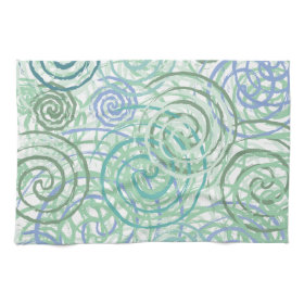 Blue Green Seaside Swirls Beach House Design Hand Towel