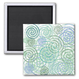 Blue Green Seaside Swirls Beach House Design Magnets