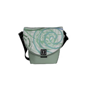 Blue Green Seaside Swirls Beach House Design Messenger Bags