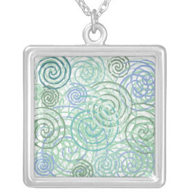Blue Green Seaside Swirls Beach House Design Custom Jewelry