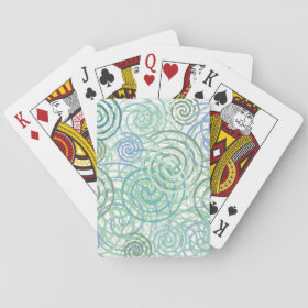 Blue Green Seaside Swirls Beach House Design Poker Cards