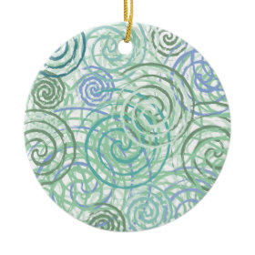 Blue Green Seaside Swirls Beach House Design Ornament