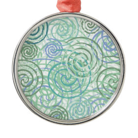 Blue Green Seaside Swirls Beach House Design Ornaments