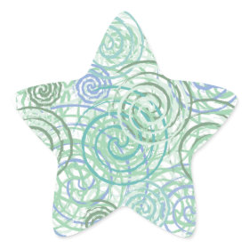 Blue Green Seaside Swirls Beach House Design Star Sticker