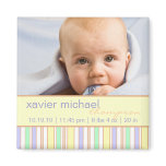 Blue & Green Stripe Baby Boy Photo Magnet