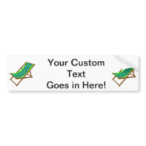blue green striped wooden beach chair.png bumper sticker