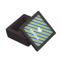 Blue green stripes little heart modern trinket box premium gift boxes