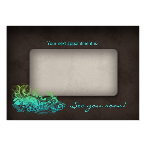 Blue Green Trendy Salon Spa Appointment Card Business Card Template (back side)