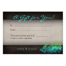 Blue Green Trendy Salon Spa Floral Gift Card Business Cards