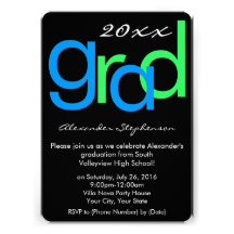 Blue/Green Typographic Graduation Party Announcements