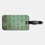 Blue green vintage damask bag tag