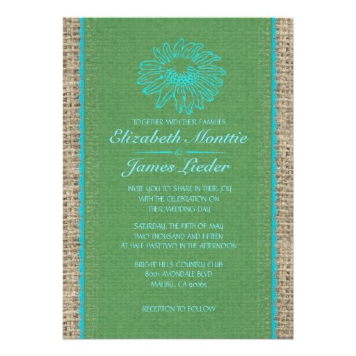 Blue & Green Vintage Lace Wedding Invitations
