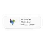 Blue & Green Watercolor Rooster Custom Return Address Labels