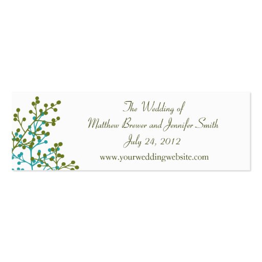 Blue & Green Wedding Website Information Cards Business Cards (front side)
