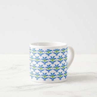 Blue Green White Art Nouveau Pattern Espresso Mug
