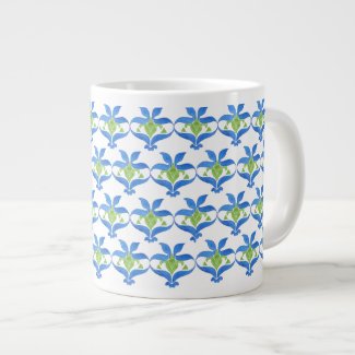 Blue, Green, White Art Nouveau Pattern Jumbo Mug