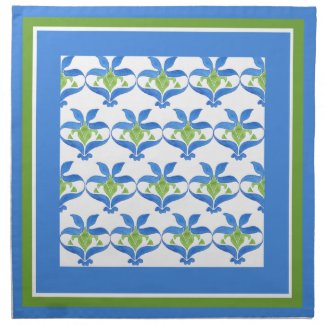 Blue, Green White Art Nouveau Pattern Napkins