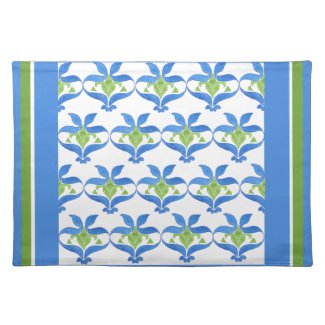 Blue, Green White Art Nouveau Pattern Placemat