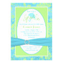 Blue Green White Floral Sip and See Invitation