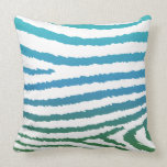 Blue Green White Jagged Zebra Print Pillow