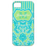 Blue, Green, White Striped Damask iPhone 5 iPhone 5 Covers Blue, Green, White Striped Damask iPhone 5 iPhone 5 Covers
