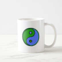 Blue Green Windblown Yin Yang Coffee Mugs