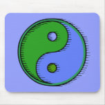 Blue Green Windblown Yin Yang Mouse Pads